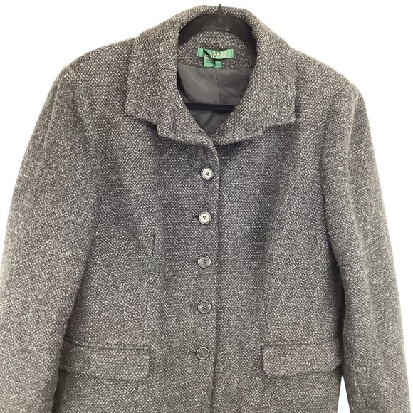 Lauren Ralph Lauren Blazer Jacket Size 16 Wool Blend Charcoal Gray Single Breast - Picture 3 of 9